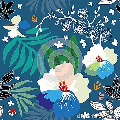 Nature inspired seamless pattern. Vector Illustration